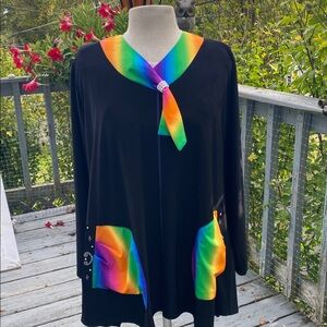 Rainbow Accent Black Cardigan